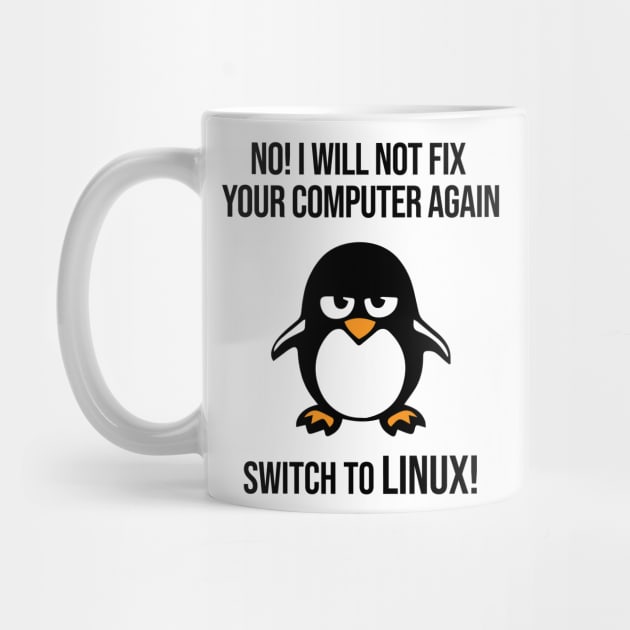 Switch to Linux Angry Tux Penguin by alltheprints